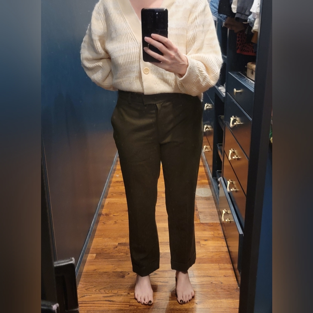 Hunter green wool cuffed trousers